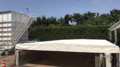 ジャバラテントガイドレール付き生地張替え工事