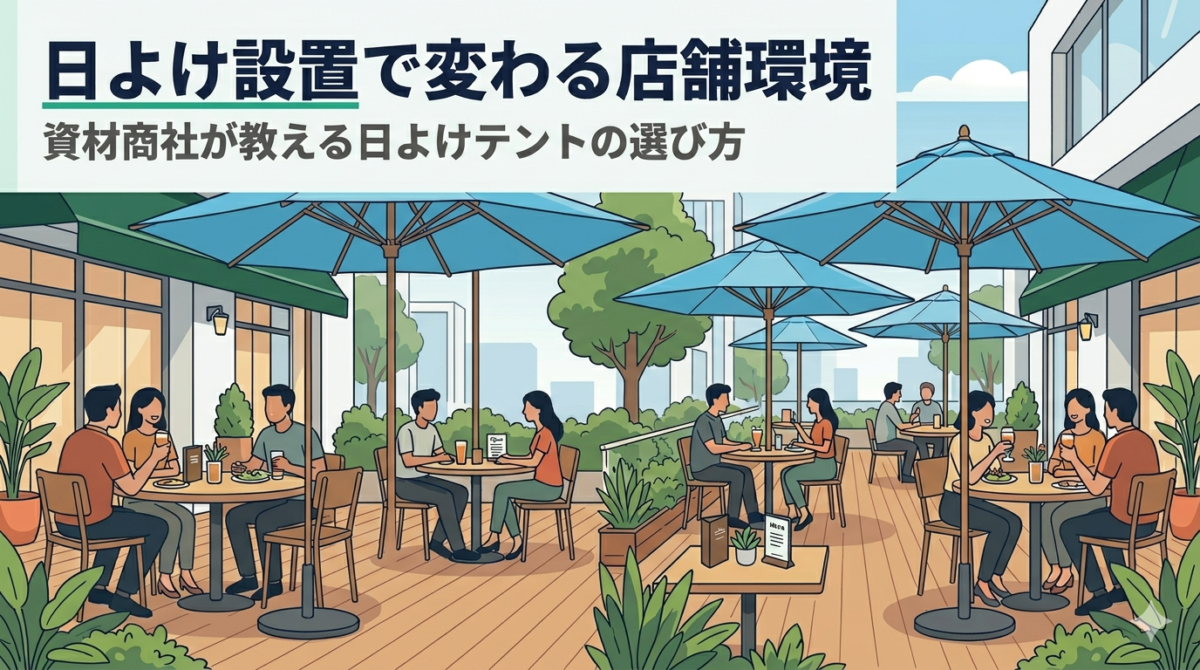 日よけ設置で変わる店舗環境｜資材商社が教える遮熱テント・生地の選び方