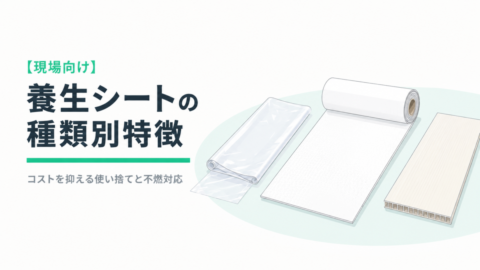 PVC養生シートを中心に主要な養生資材を比較したイメージ