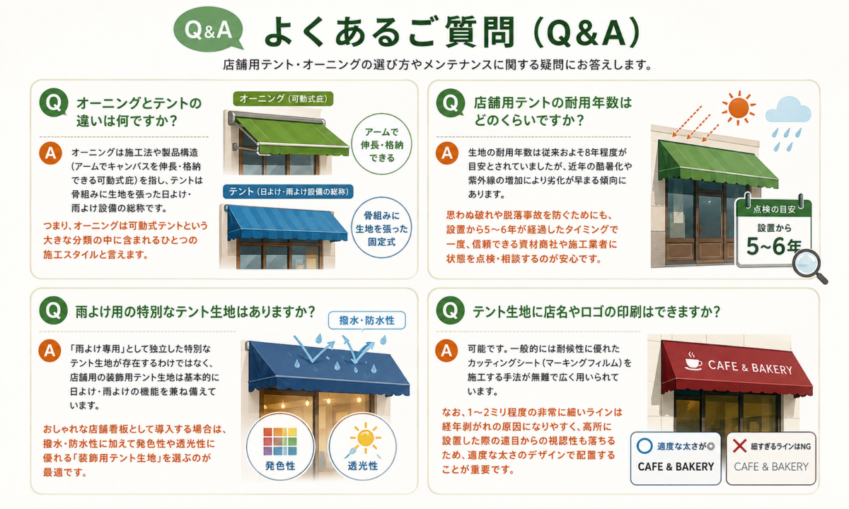 店舗用テントのよくある質問と解決ポイント