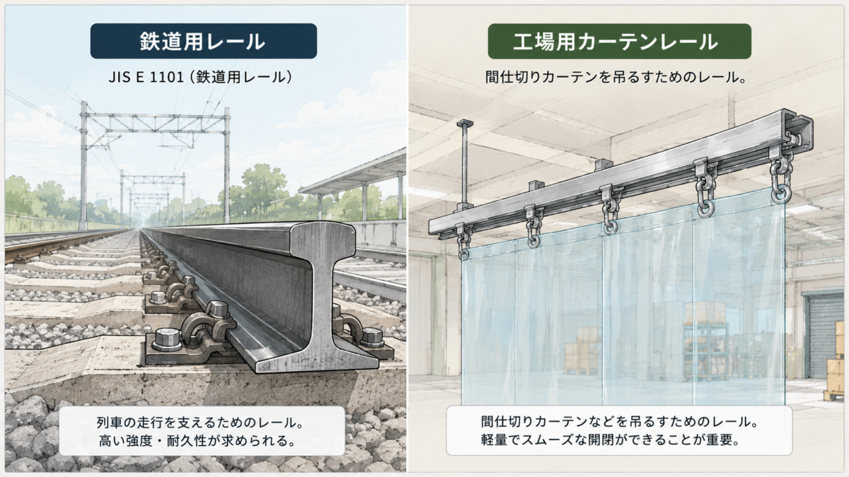 JIS E 1101の鉄道用レールと工場用カーテンレールの違い