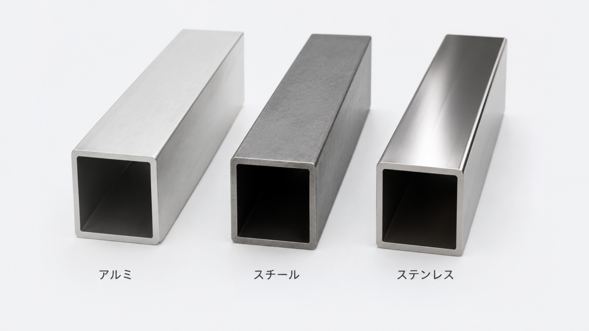 材質別に並べられた産業用ビニールカーテンレールの比較
