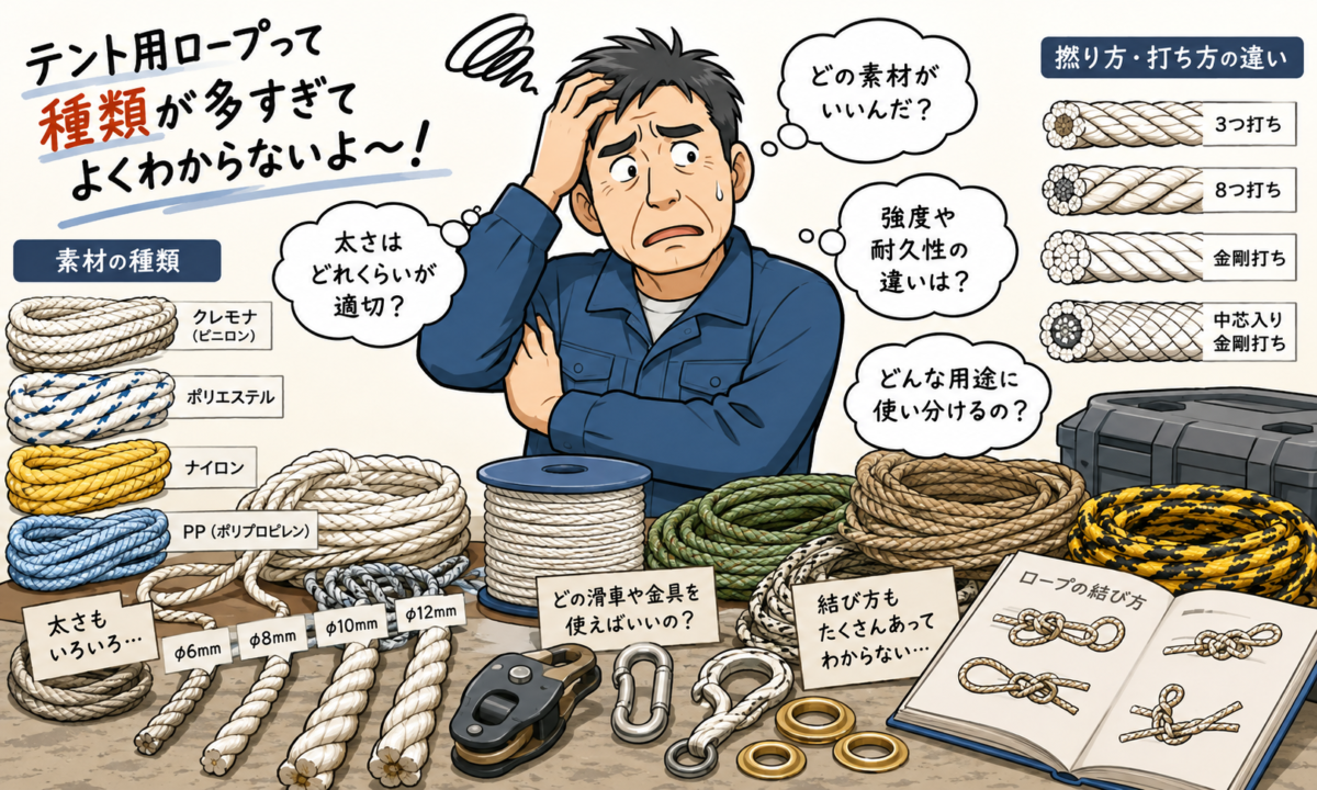 テント用ロープの種類や選び方に関するよくある質問