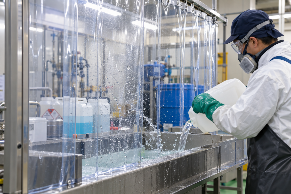 薬品を扱う現場で使用される軟質塩ビシート